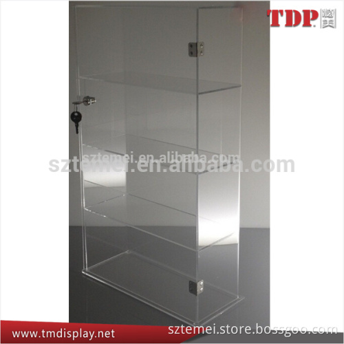 4 levels tiers shelf desktop large clear mini acrylic display case with door/lock/keys